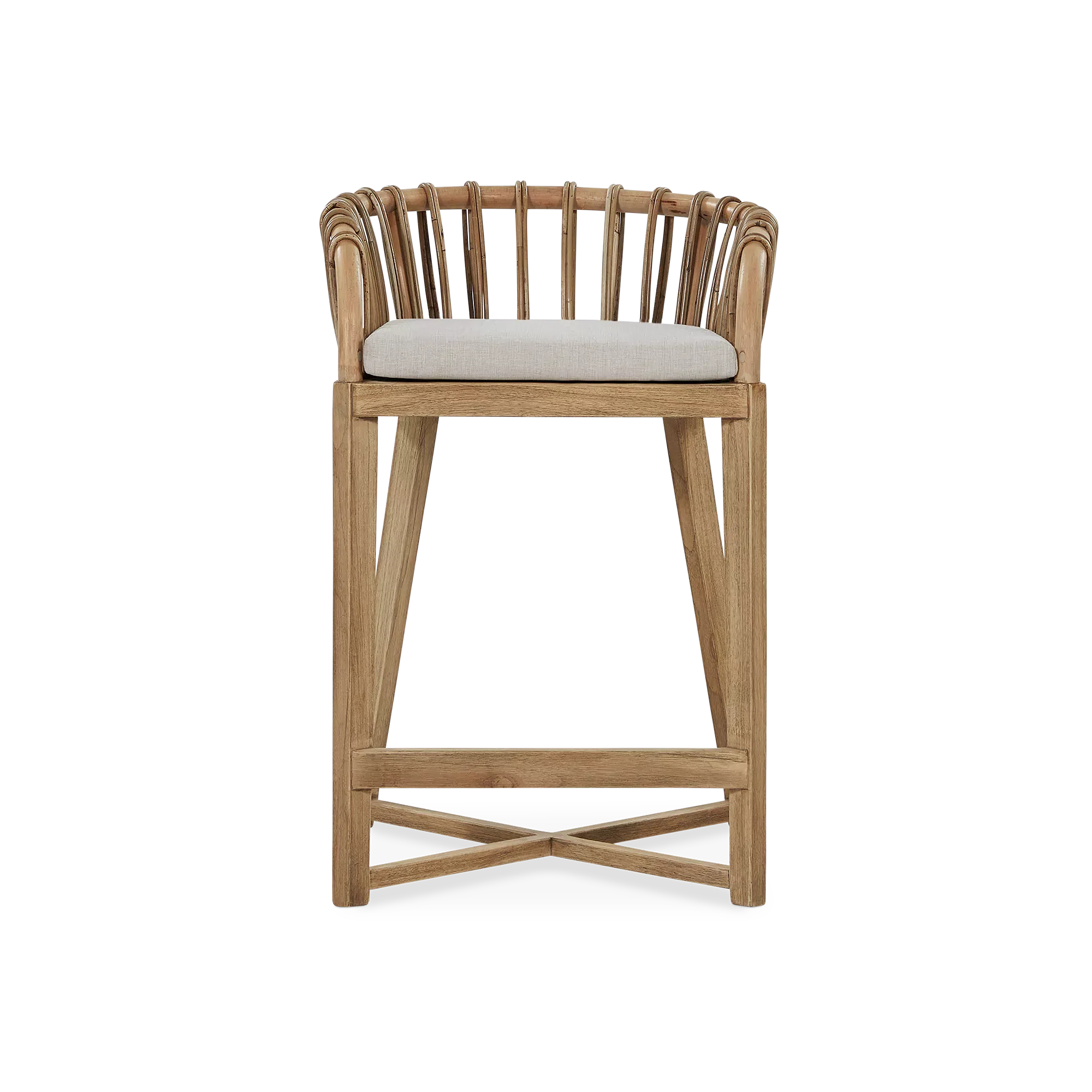 Binah - Teak Wood And Rattan Counter Stool - Image 2