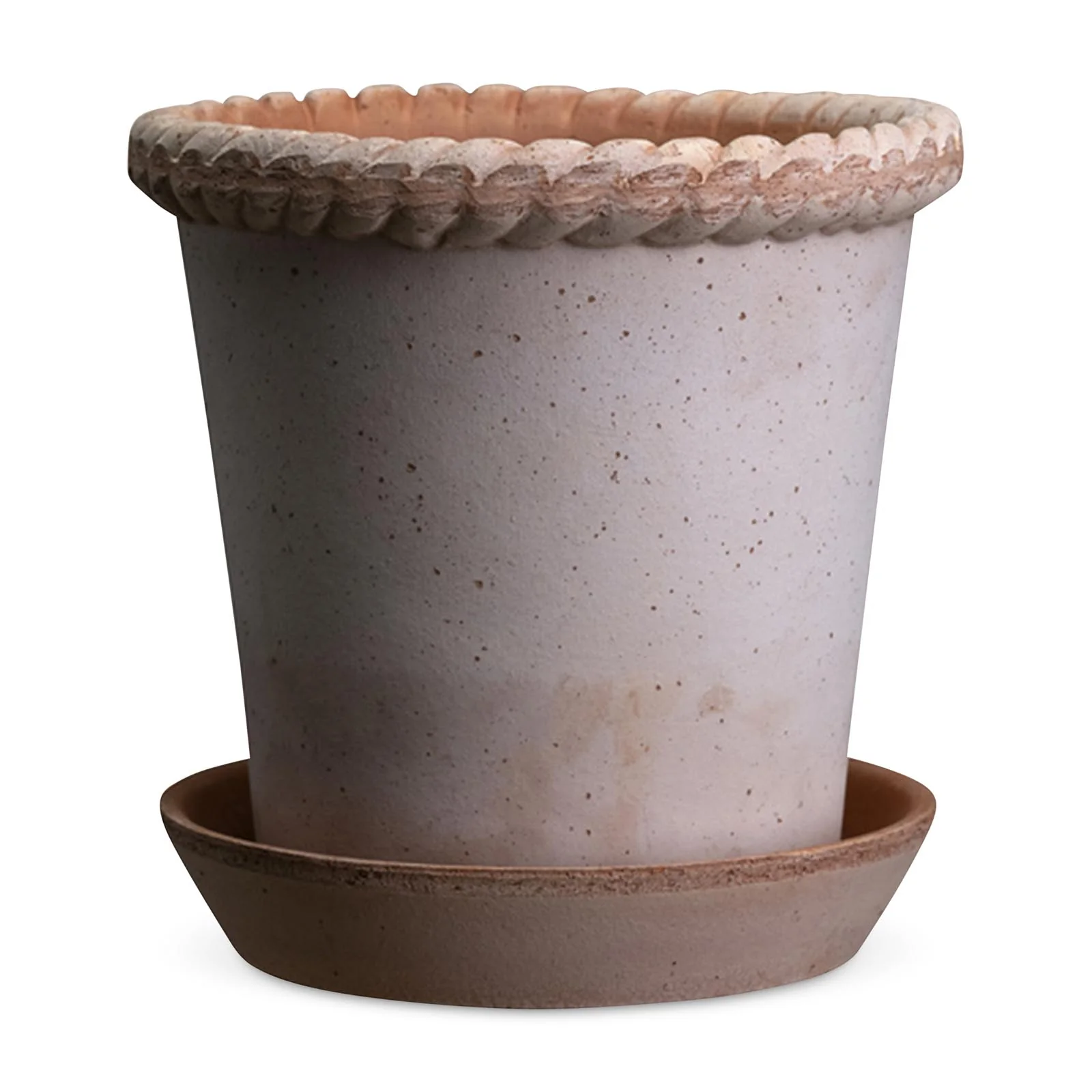 Emilia - Tuscan planter with antique-style rope rim