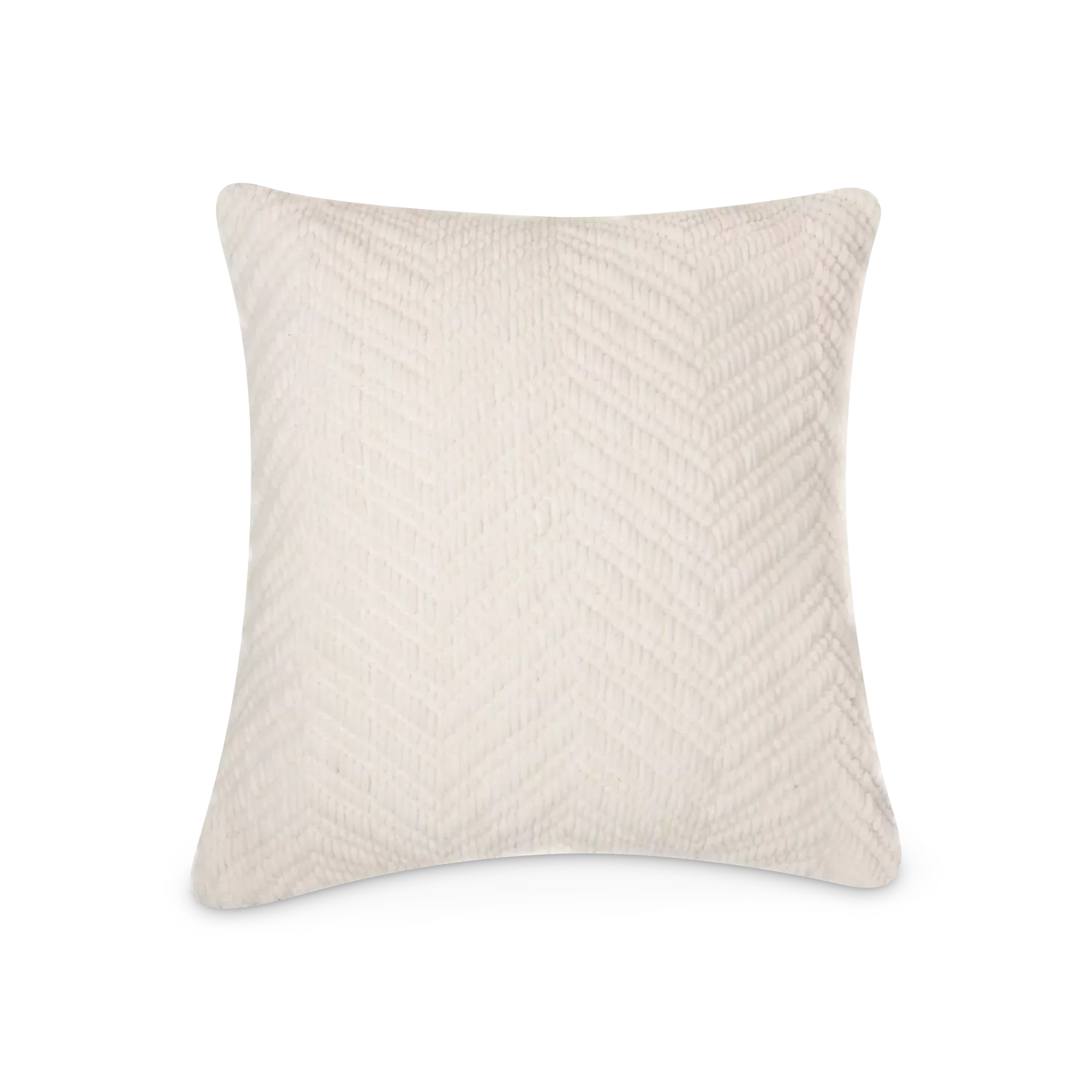 Emy - Ivory chenille cushion with chevron pattern