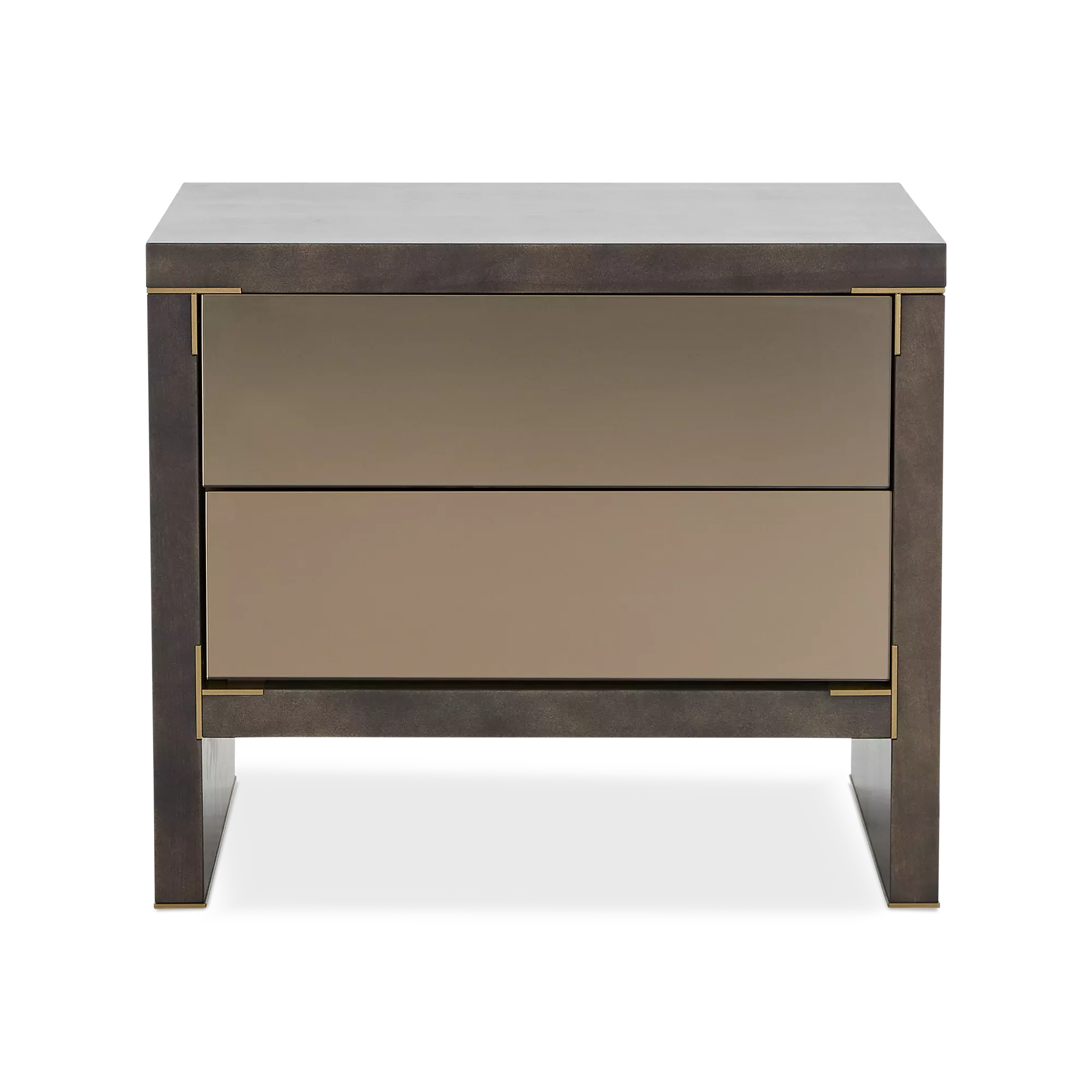 Form - Rustic Oak and Gilded Steel Nightstand by Trica