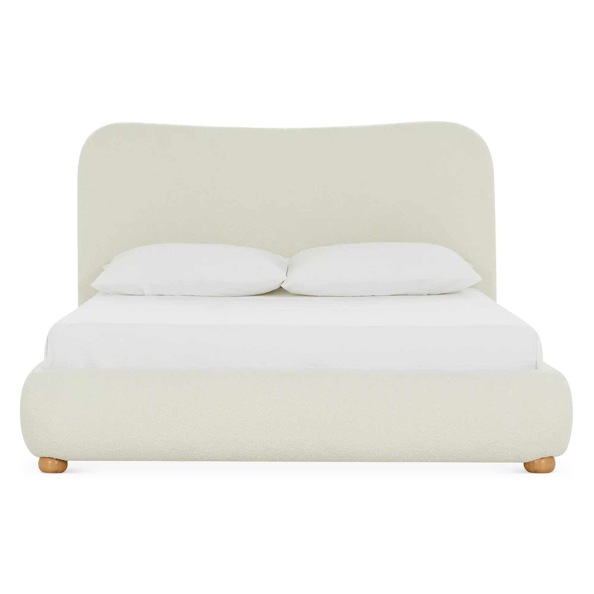 Glutten - Bouclé Fabric and Oak Bed