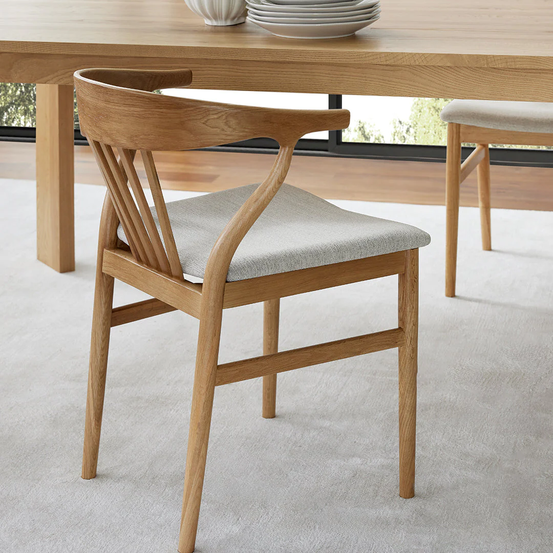 Nordic - Oak and Natural Fabric Chair - Image 4