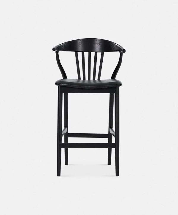 Nordic - Oak and Natural Fabric Stool - Image 4