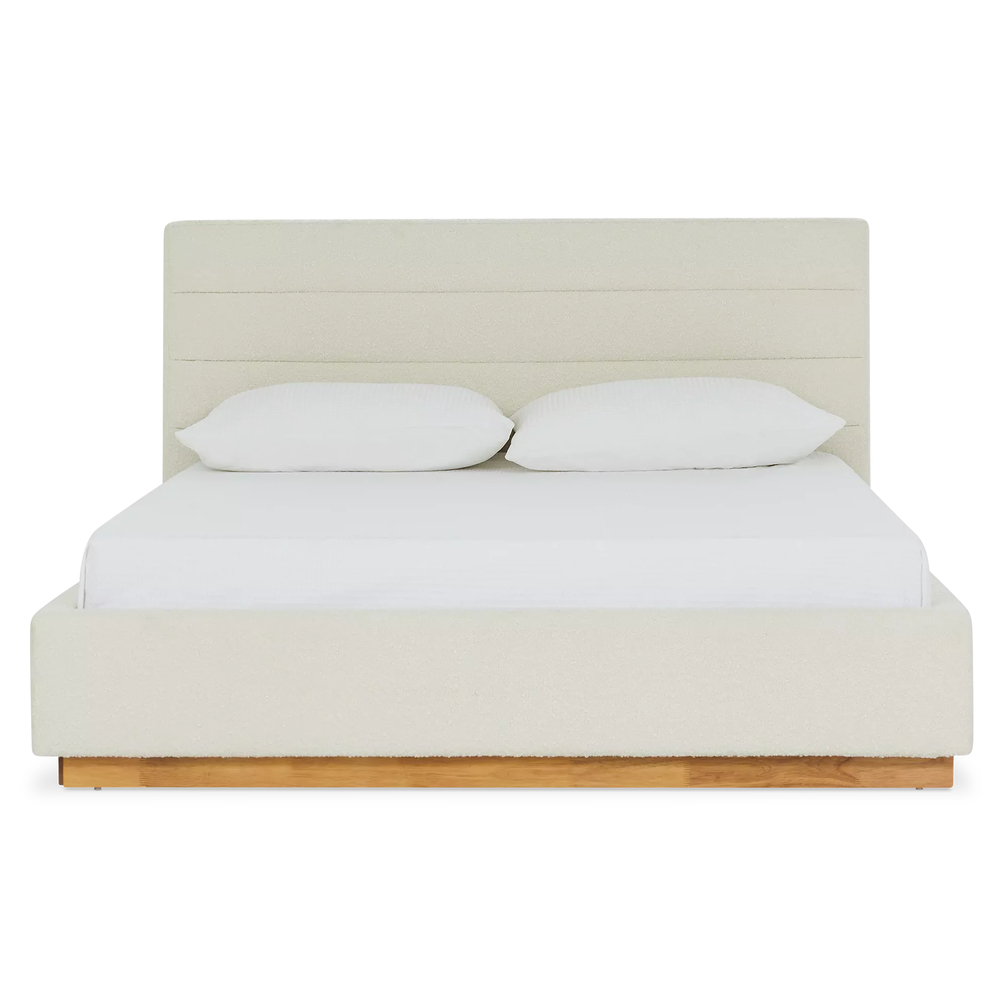 Plinth - Modern Ivory Bouclé Fabric Upholstered Bed