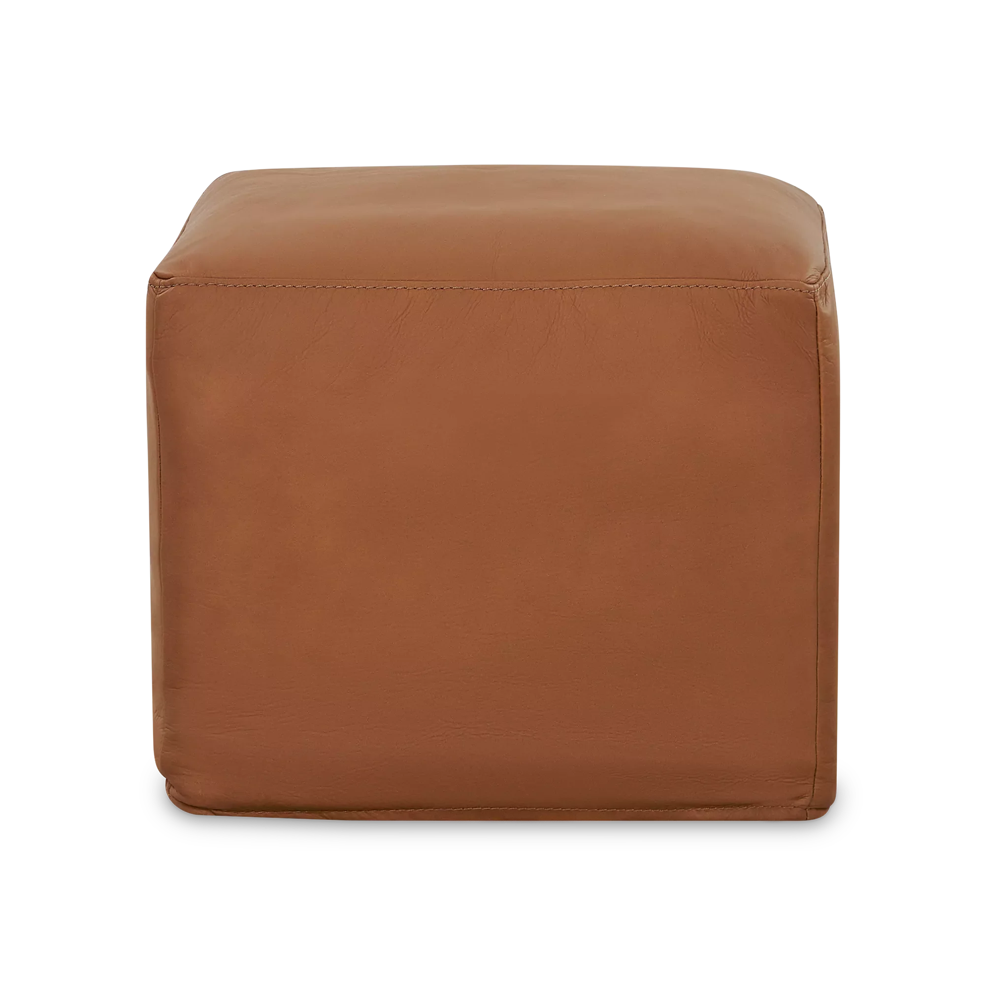 Praline - Square Pouf in Leather by Furninova