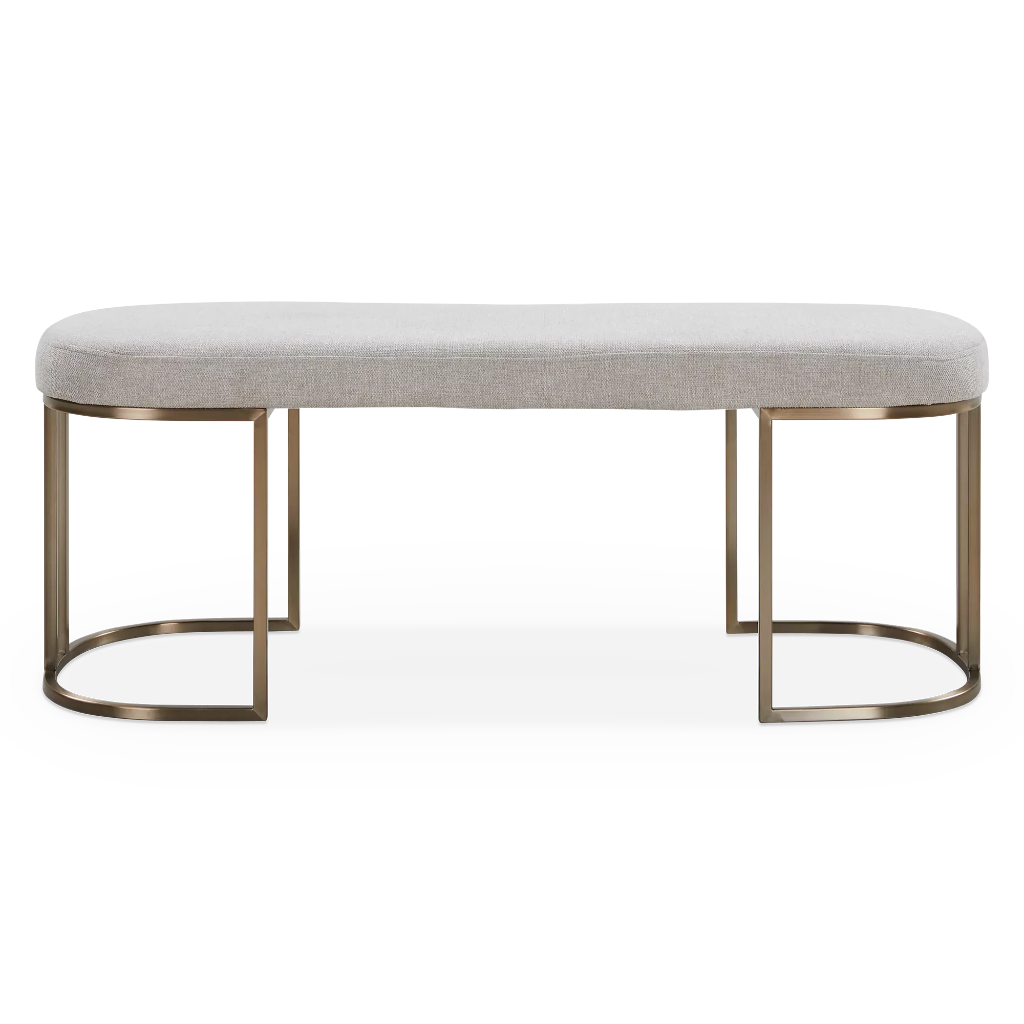 Rayla - Fabric Upholstered Antique Brass Bench