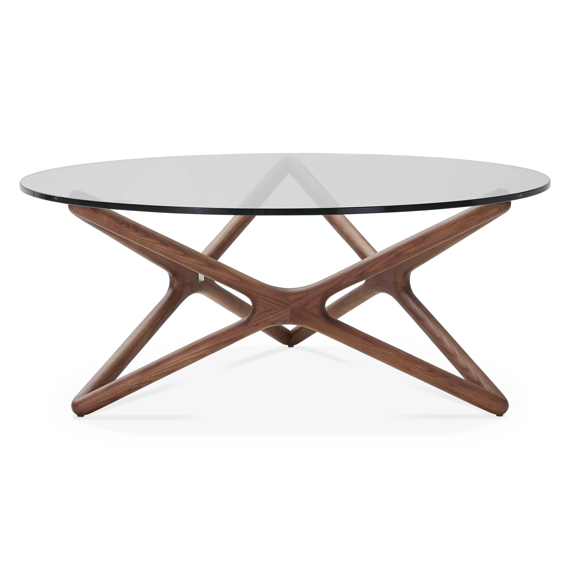 Quasar - Round Coffee Table in Glass and Walnut