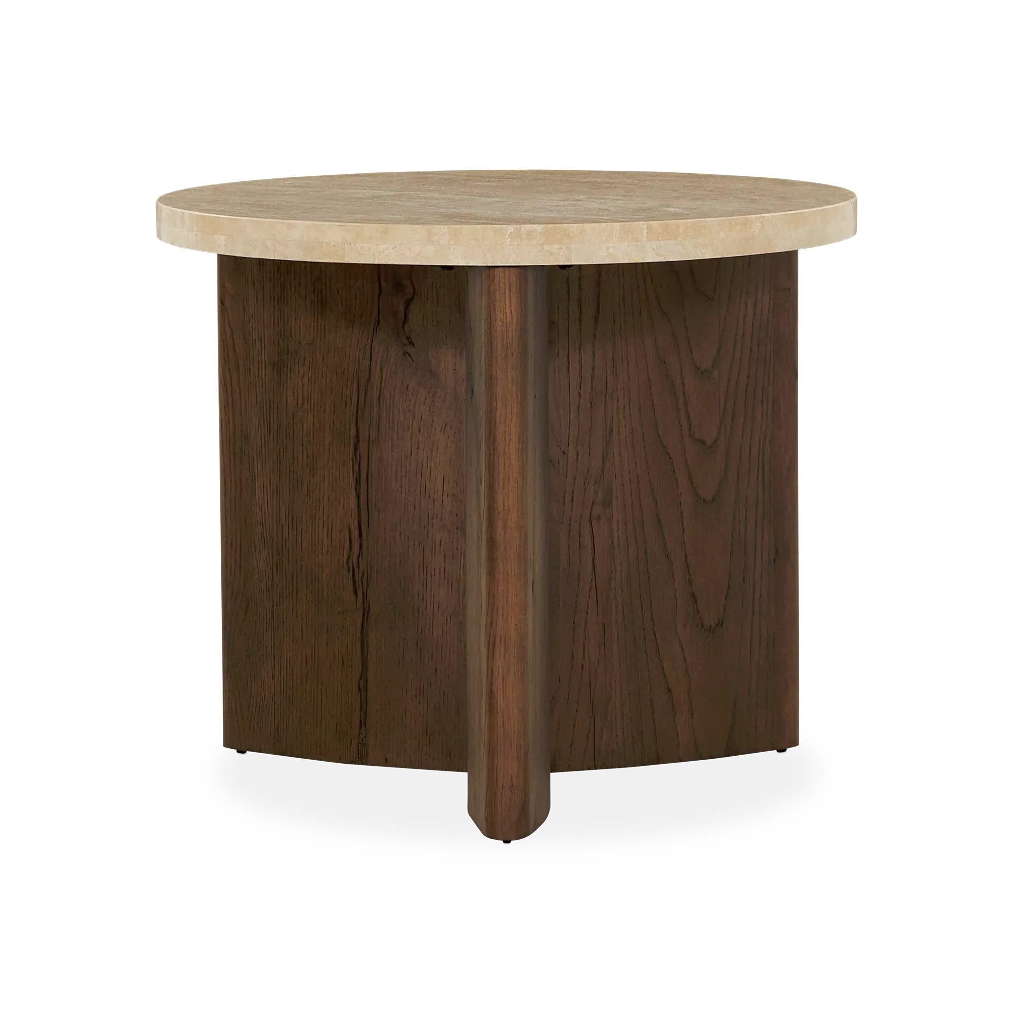 Toli - Travertine and Oak Side Table by Four Hands