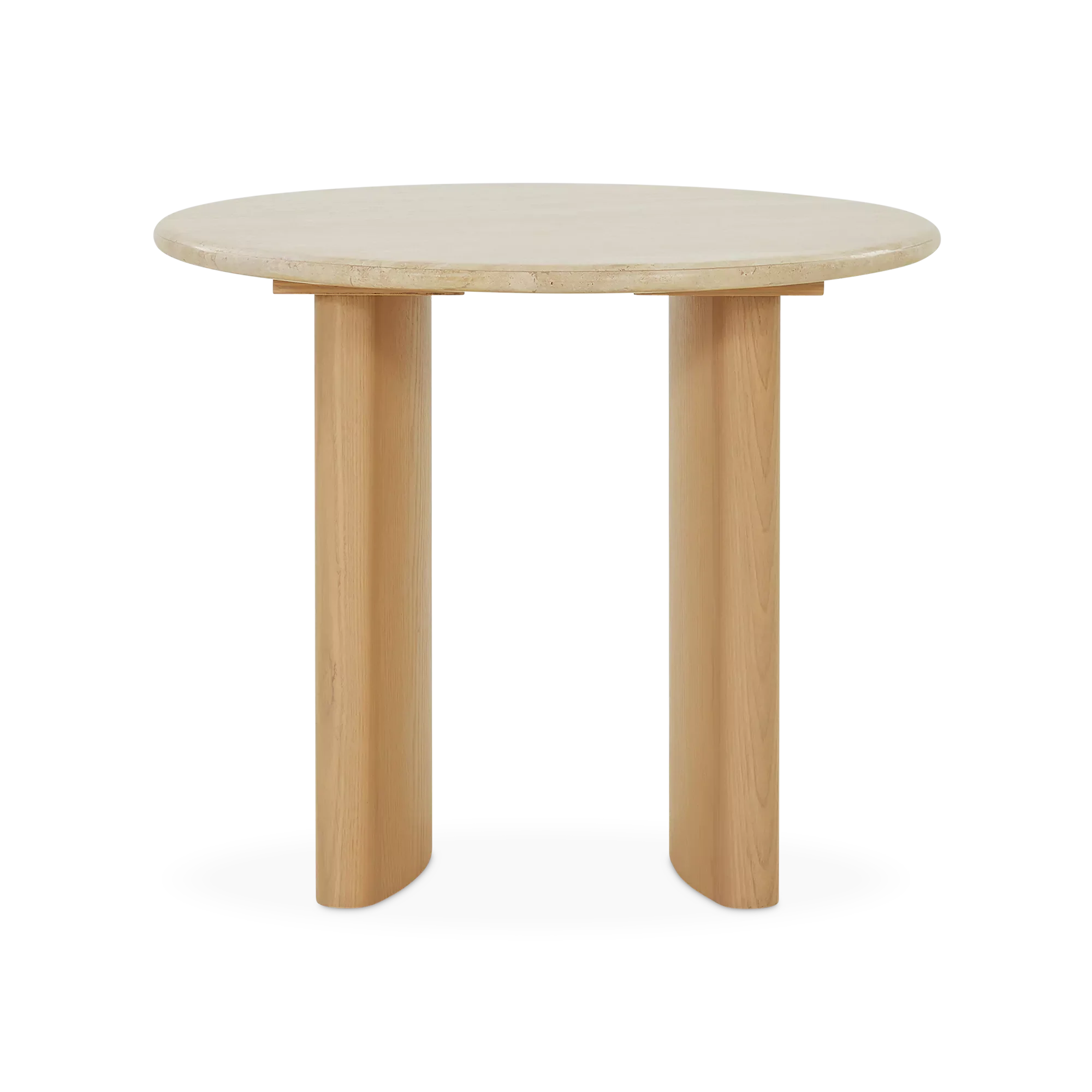 Travoli - Travertine and Ash Wood Side Table