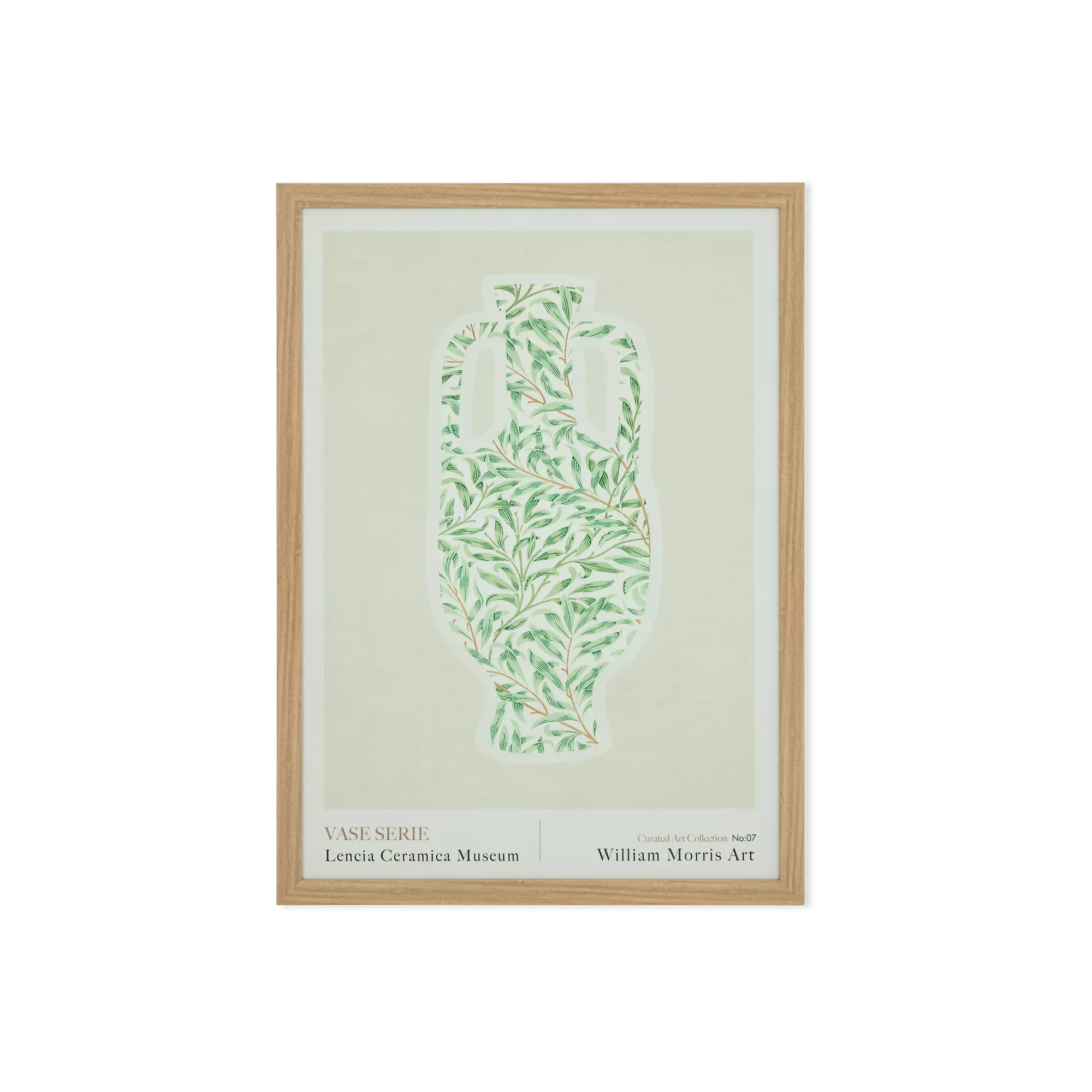 Vase - stylized vase artwork with natural wood frame
